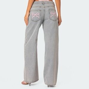 Edikted Bow Pocket Relaxed Jeans - New With Tags